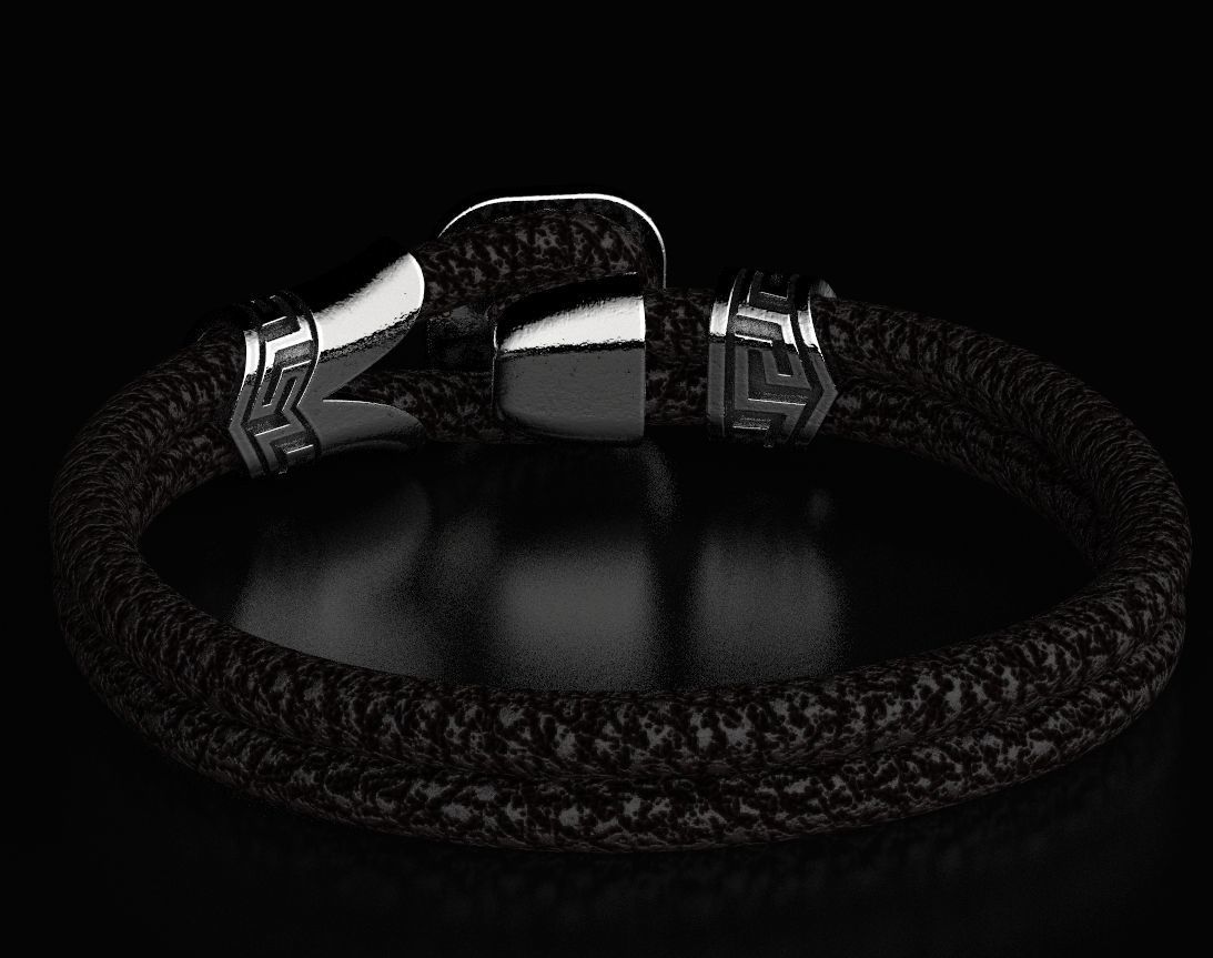 Stylish bracelet with rubber with and cross 433 3D print model_10