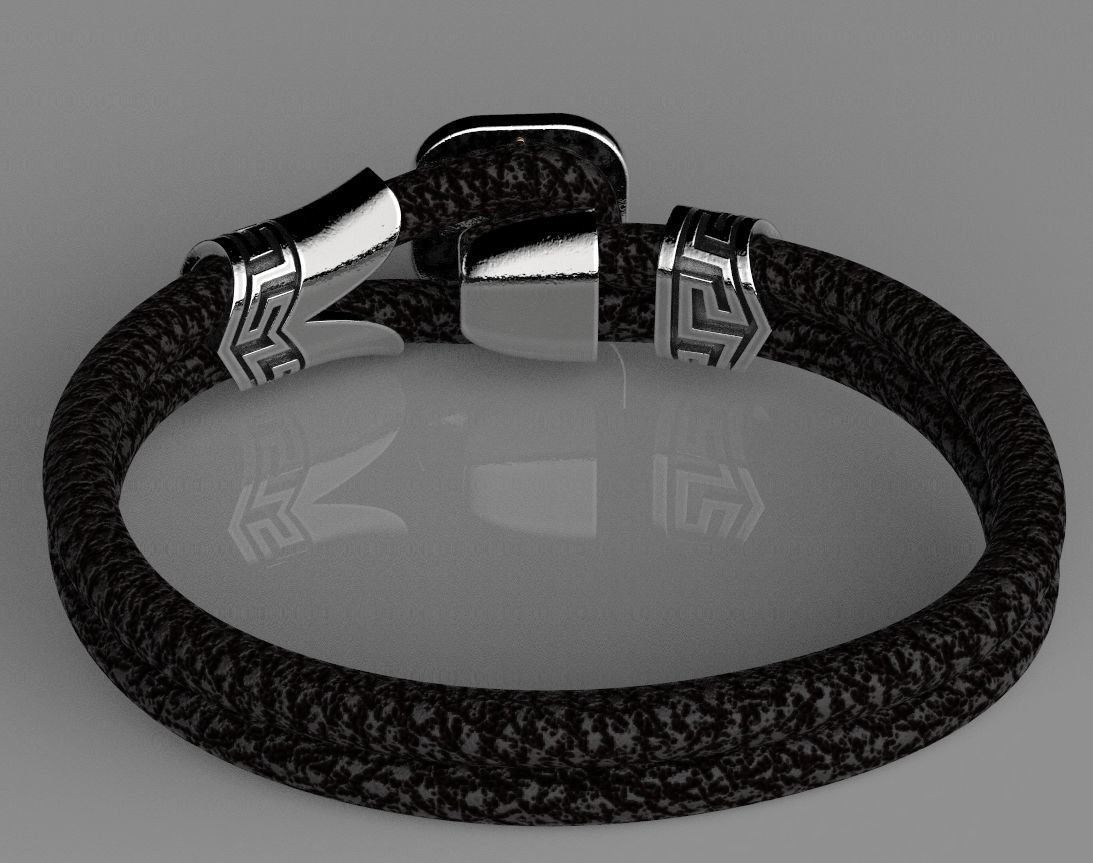 Stylish bracelet with rubber with and cross 433 3D print model_5