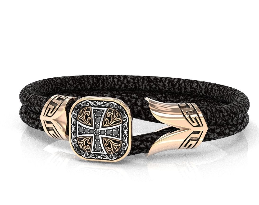 Stylish bracelet with rubber with and cross 433 3D print model_8