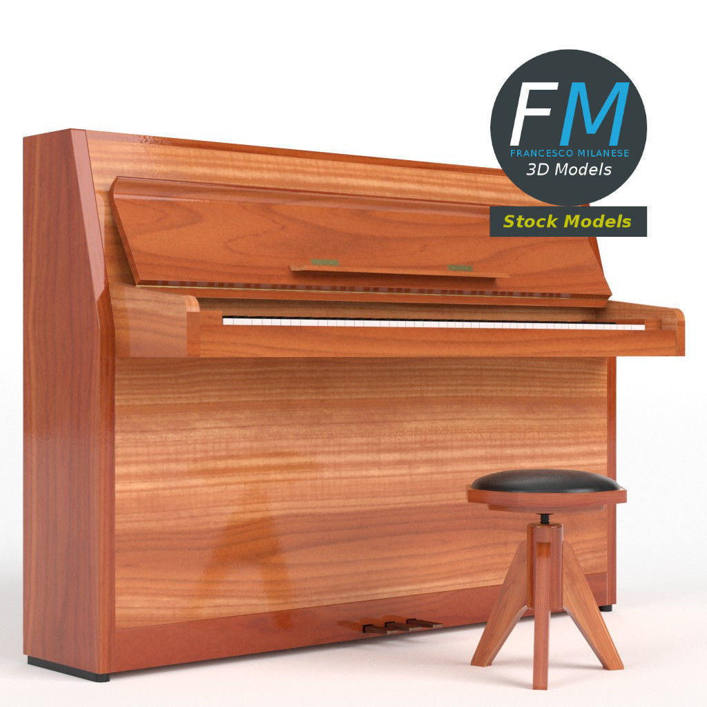 Open vertical piano 3D model_3