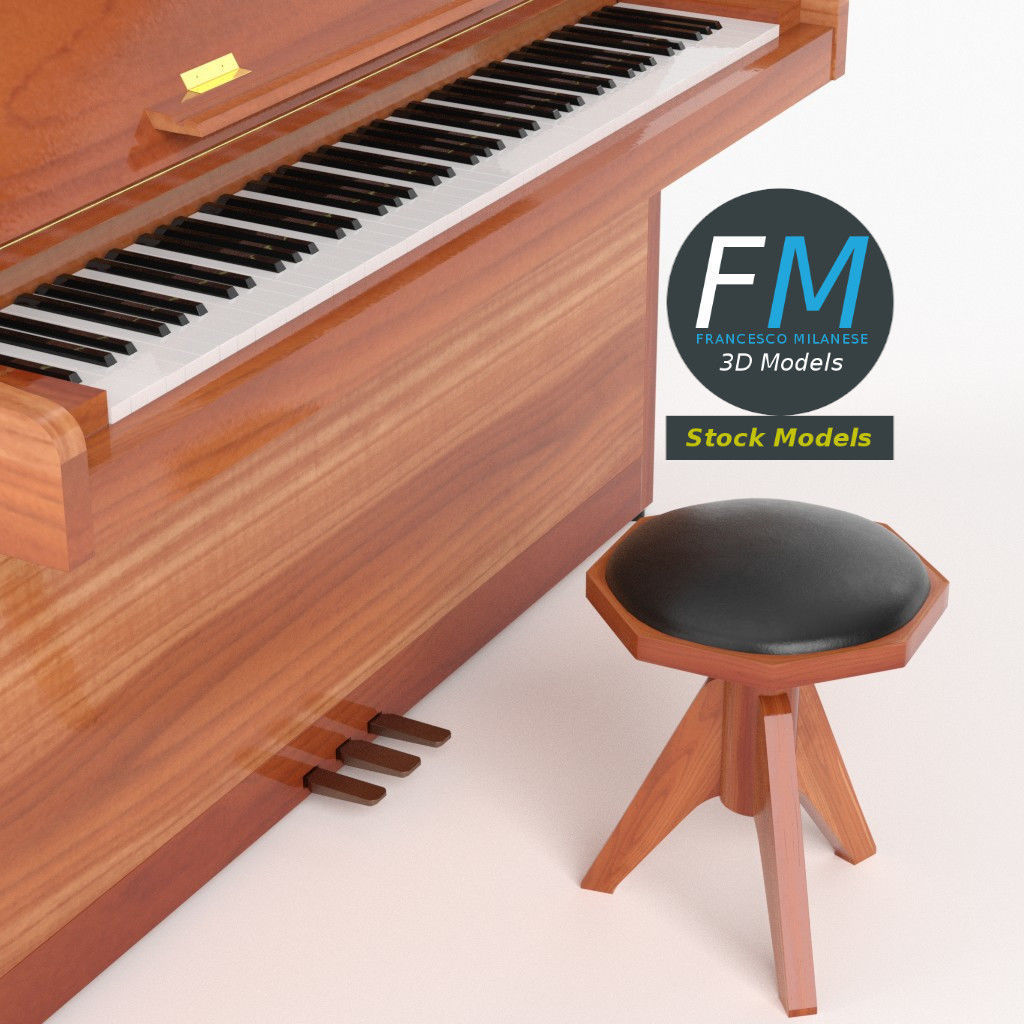 Open vertical piano 3D model_2