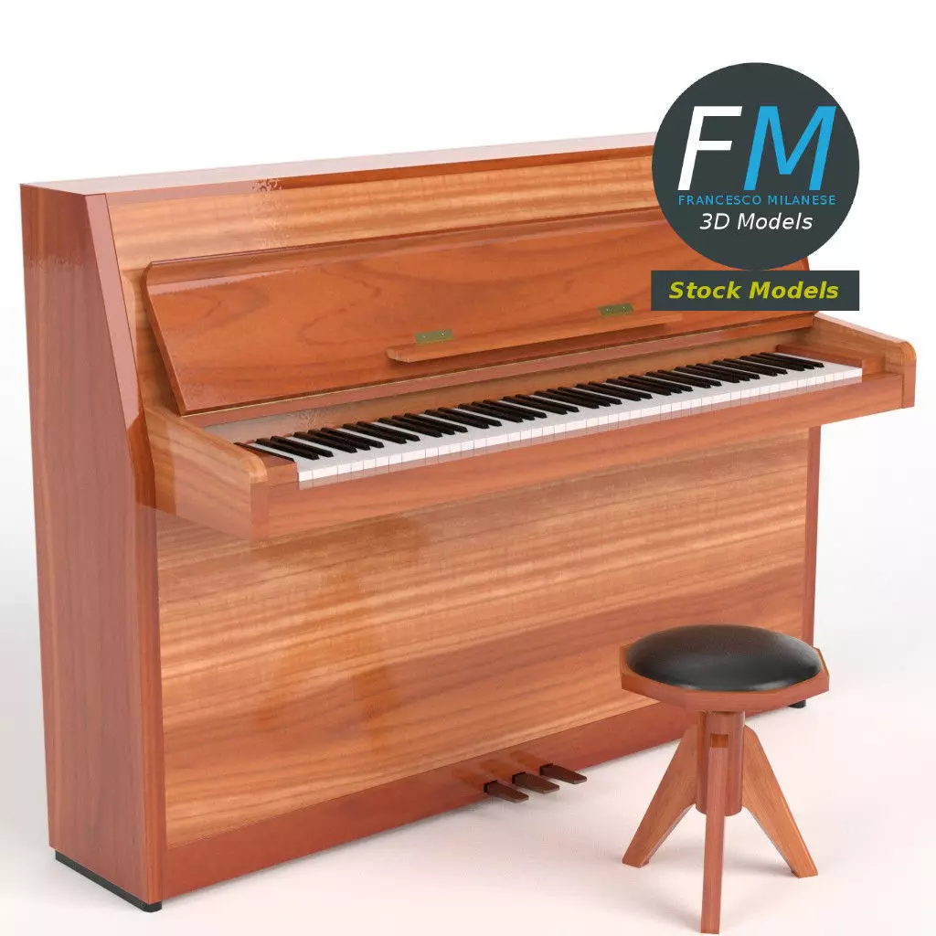 Open vertical piano 3D model_0