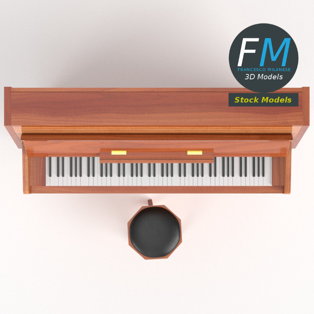 Open vertical piano 3D model_6