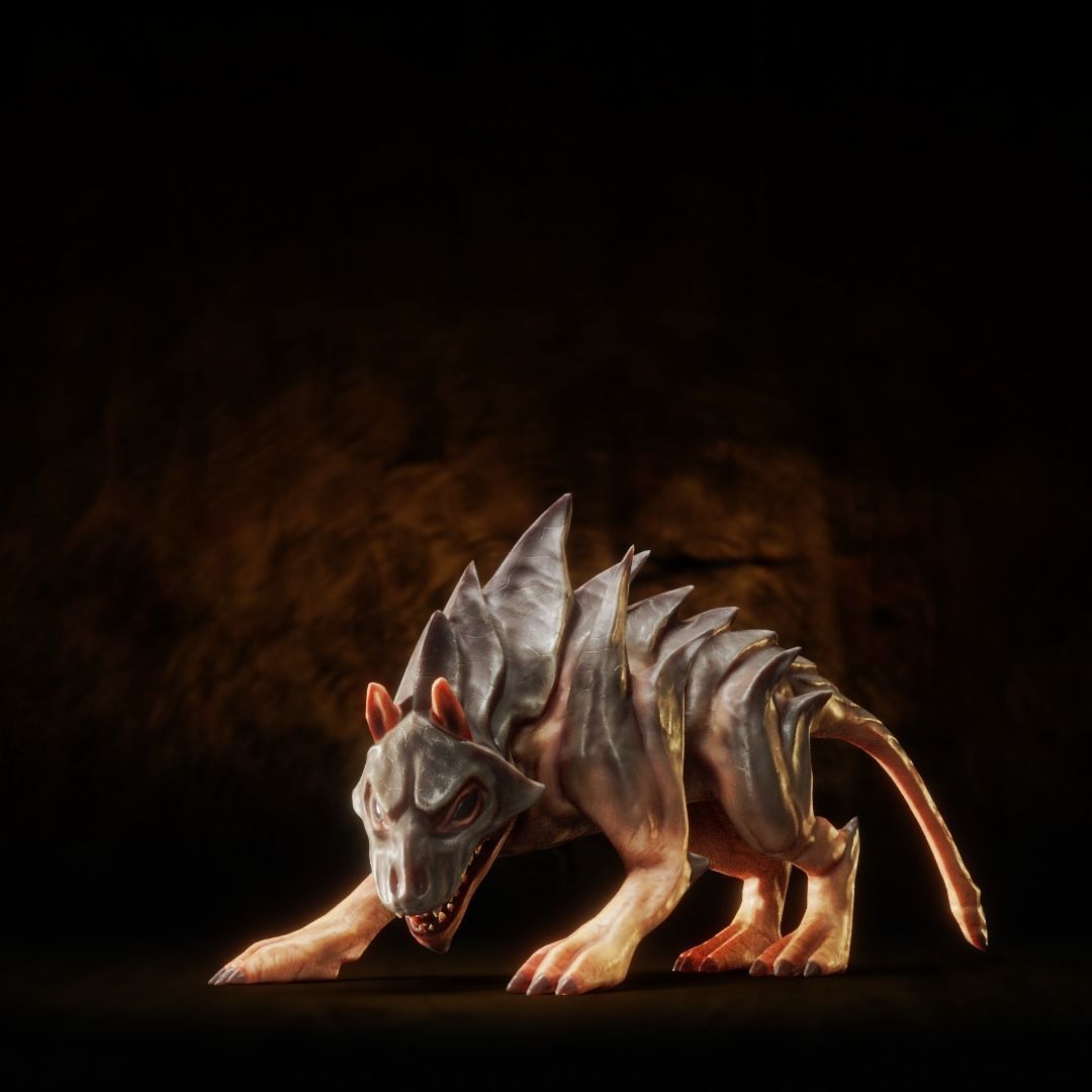 Dog like Monster Low-poly 3D model_2