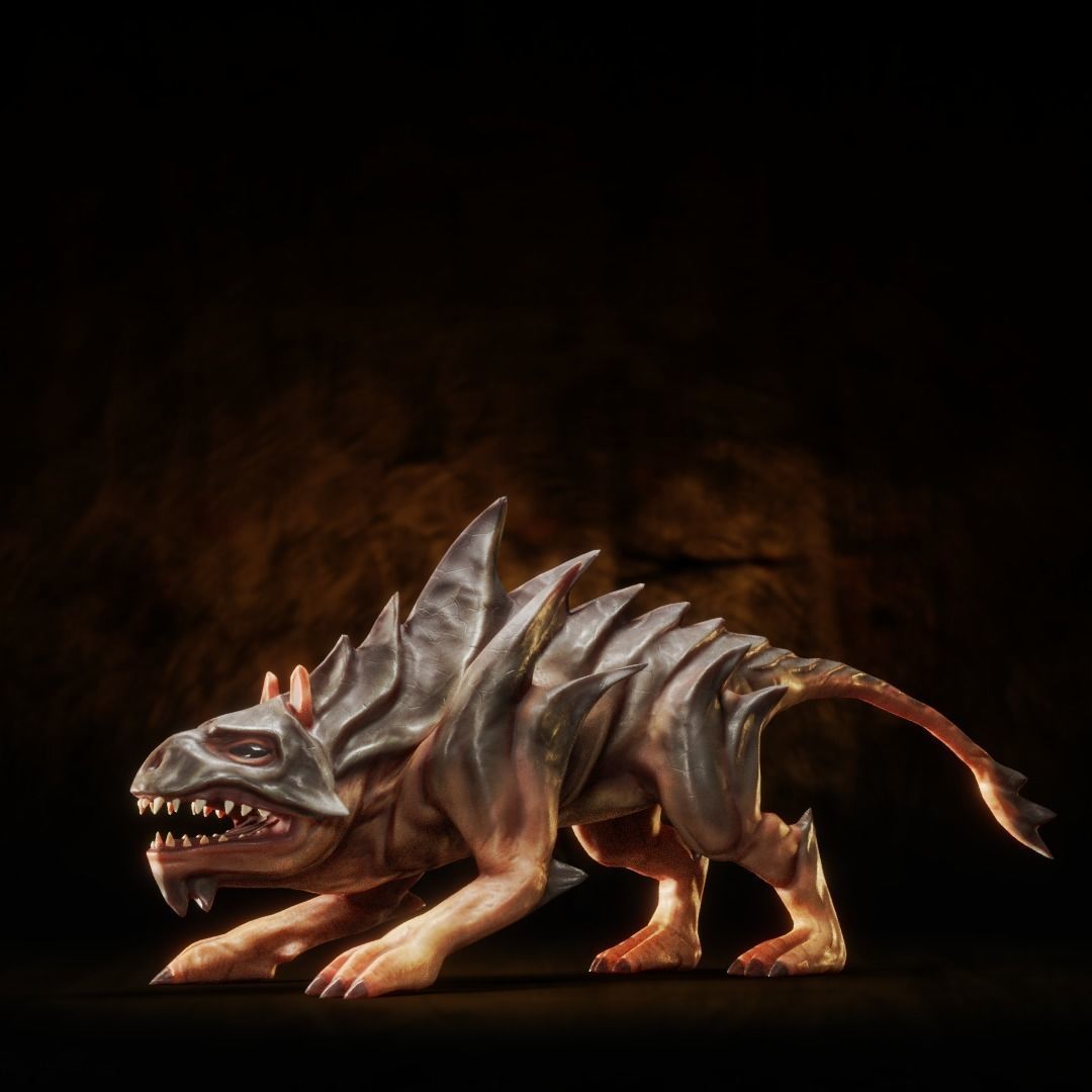 Dog like Monster Low-poly 3D model_3