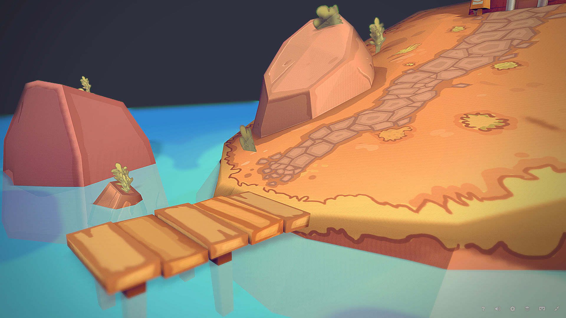Low-poly Island house on in ocean Low-poly 3D model_3