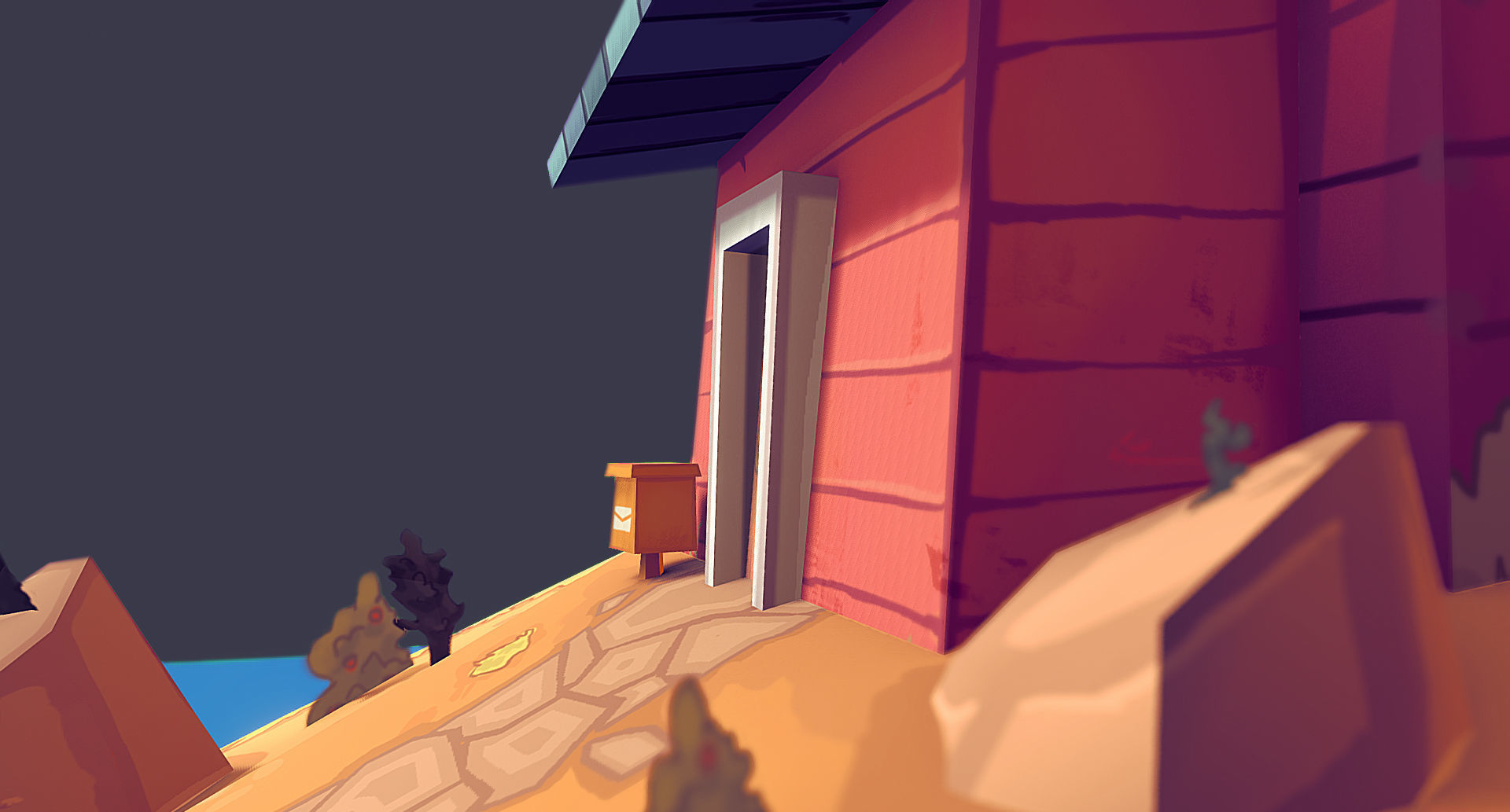 Low-poly Island house on in ocean Low-poly 3D model_2