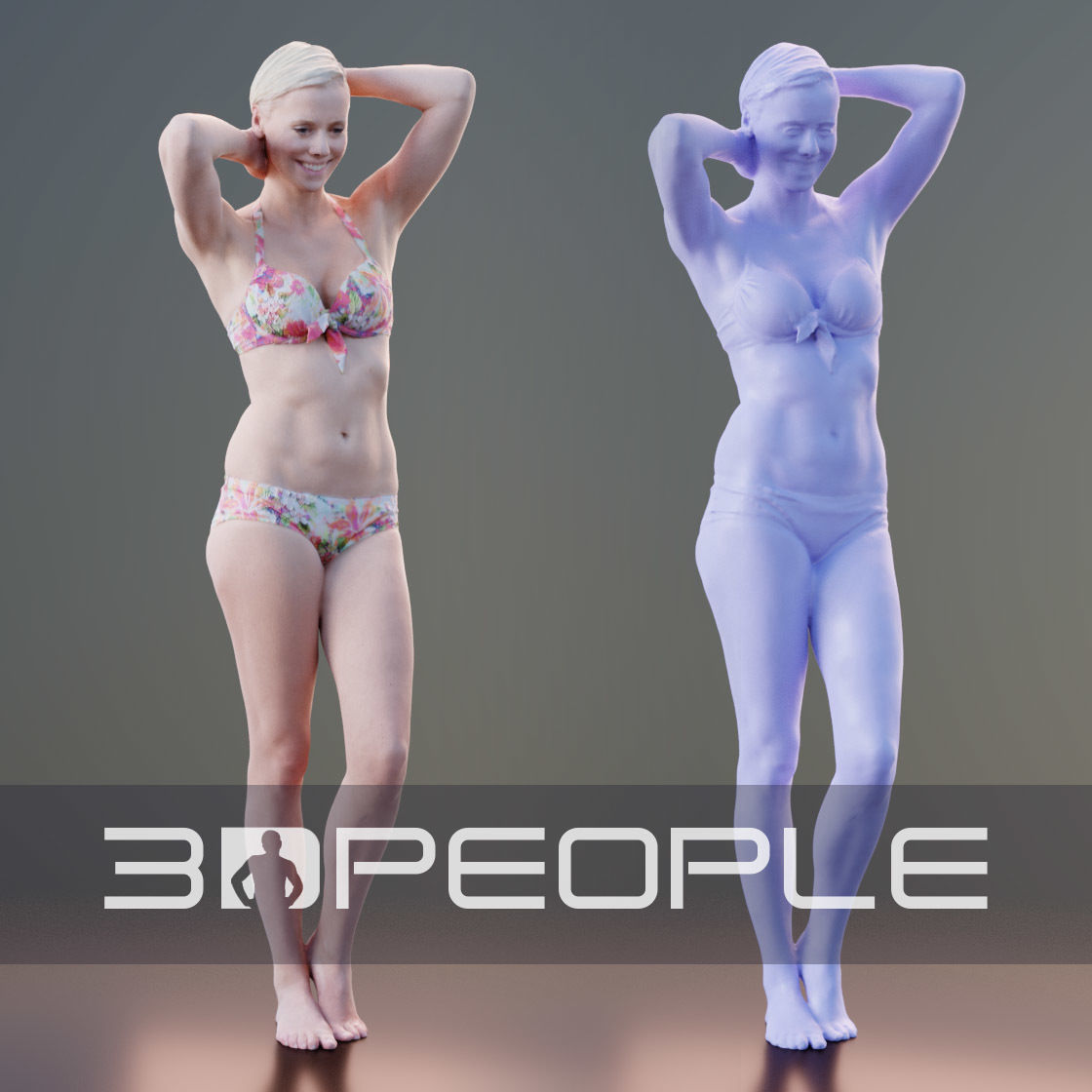 Ina 10058 - Posing Bikini Girl Low-poly 3D model_2