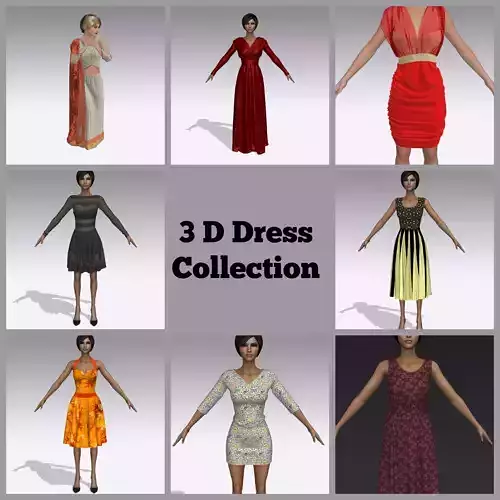 Stylish Designe  3D Dresses for Female Avatars 3D Model Collection