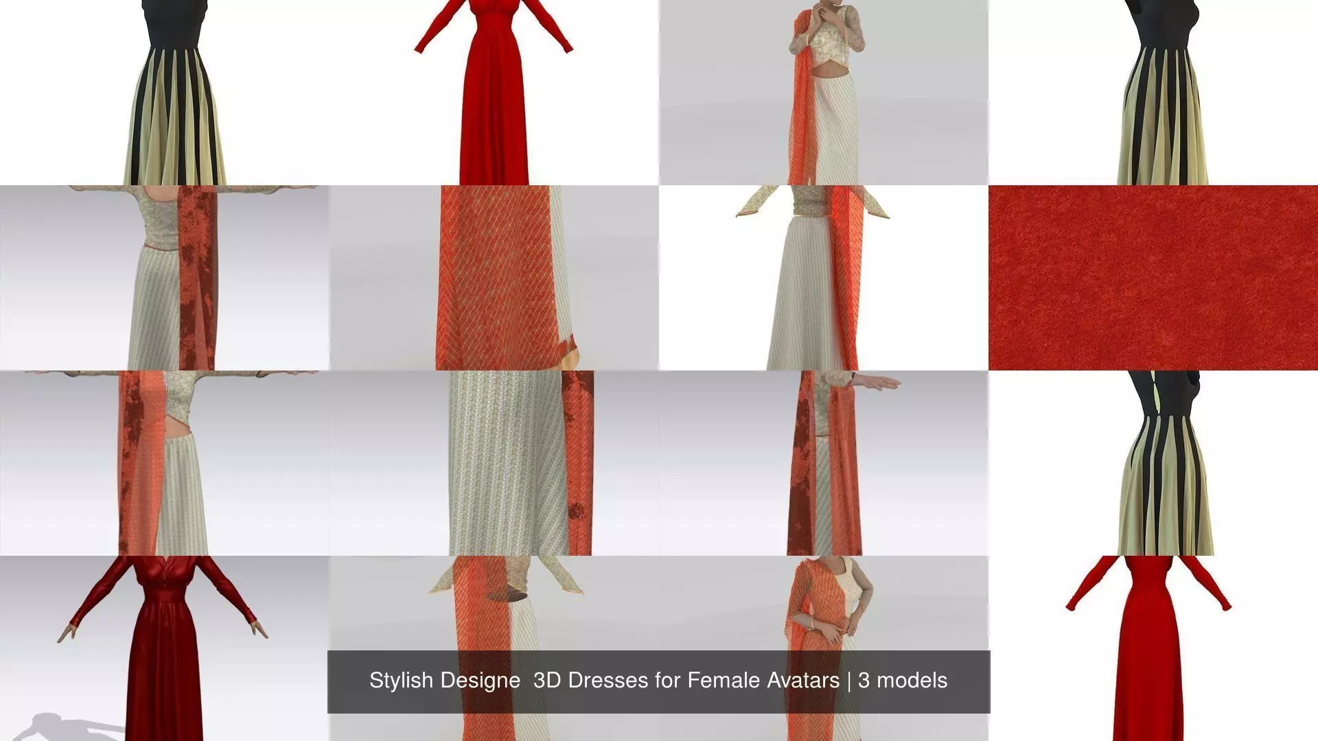 Stylish Designe  3D Dresses for Female Avatars 3D Model Collection_2