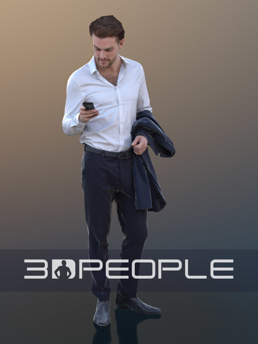 Kenneth 10069 - Smarthphone Business Man Low-poly 3D model_4