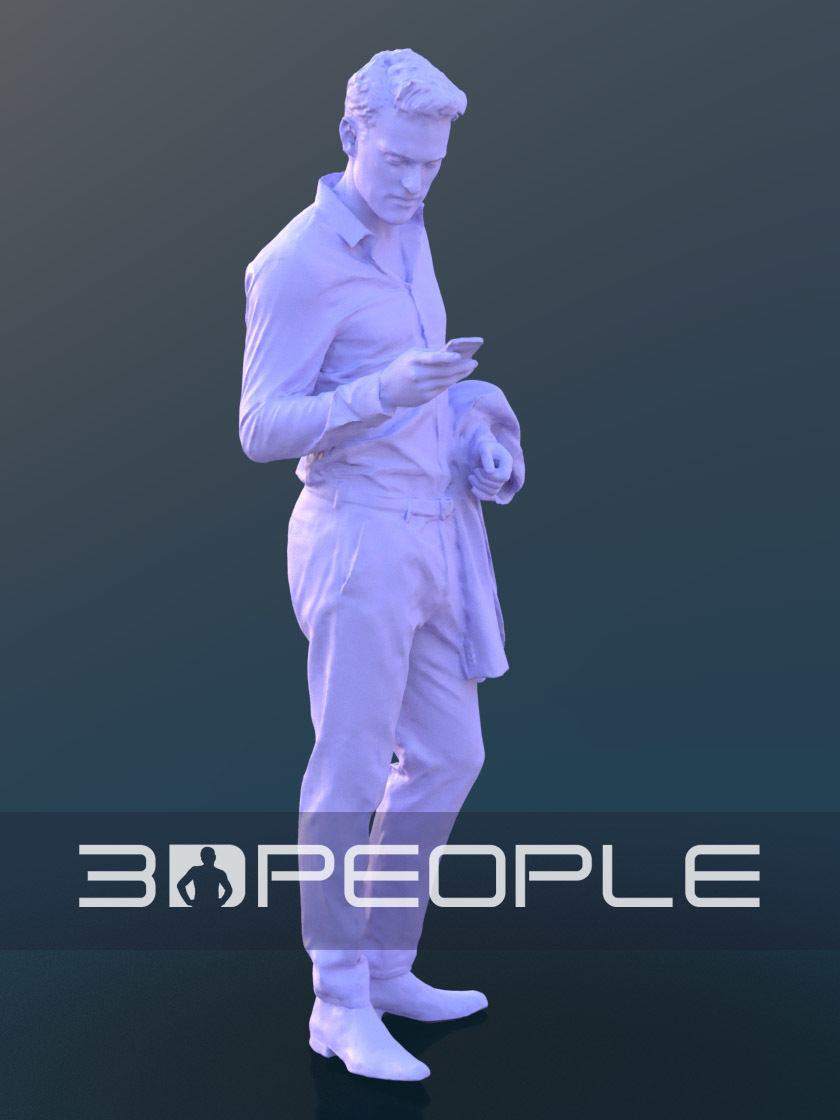 Kenneth 10069 - Smarthphone Business Man Low-poly 3D model_5