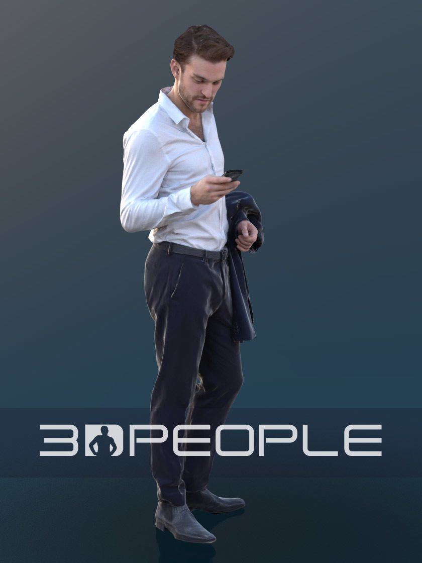 Kenneth 10069 - Smarthphone Business Man Low-poly 3D model_3