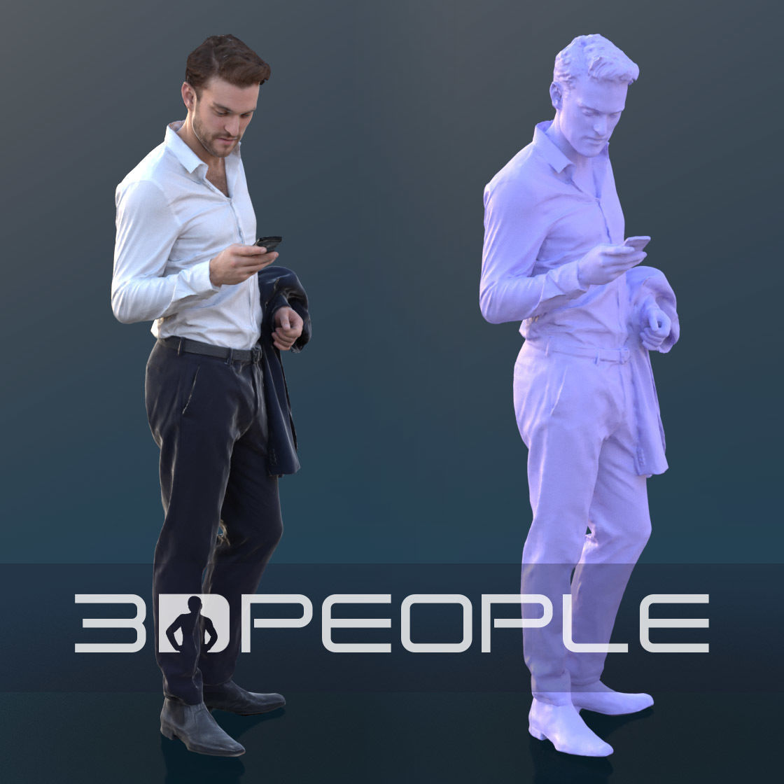 Kenneth 10069 - Smarthphone Business Man Low-poly 3D model_2