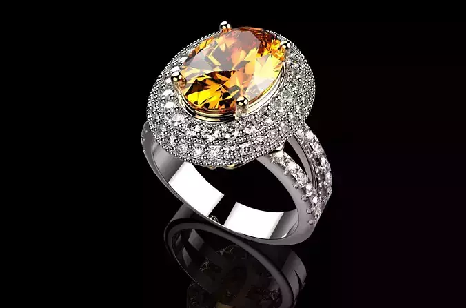 Oval Cut From Gemone Diamonds Ring 3D print model