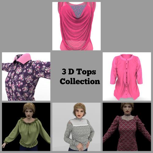 Stylish Designe 3D Tops and Shirts for Female Avatars 3D Model Collection