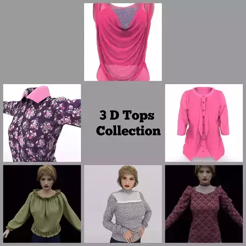 Stylish Designe 3D Tops and Shirts for Female Avatars 3D Model Collection