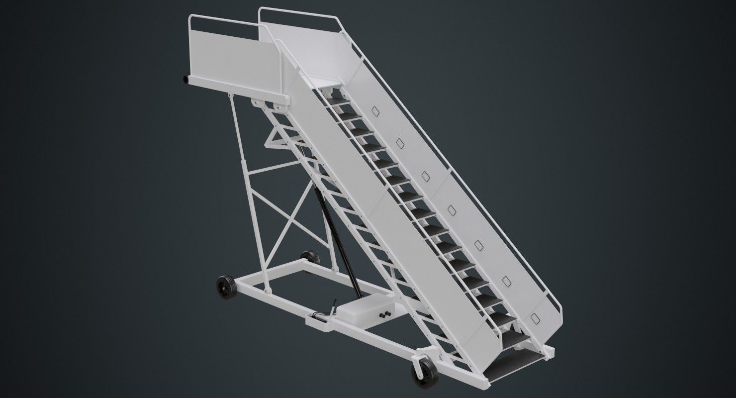 Airplane Stairs 1A Low-poly 3D model_1