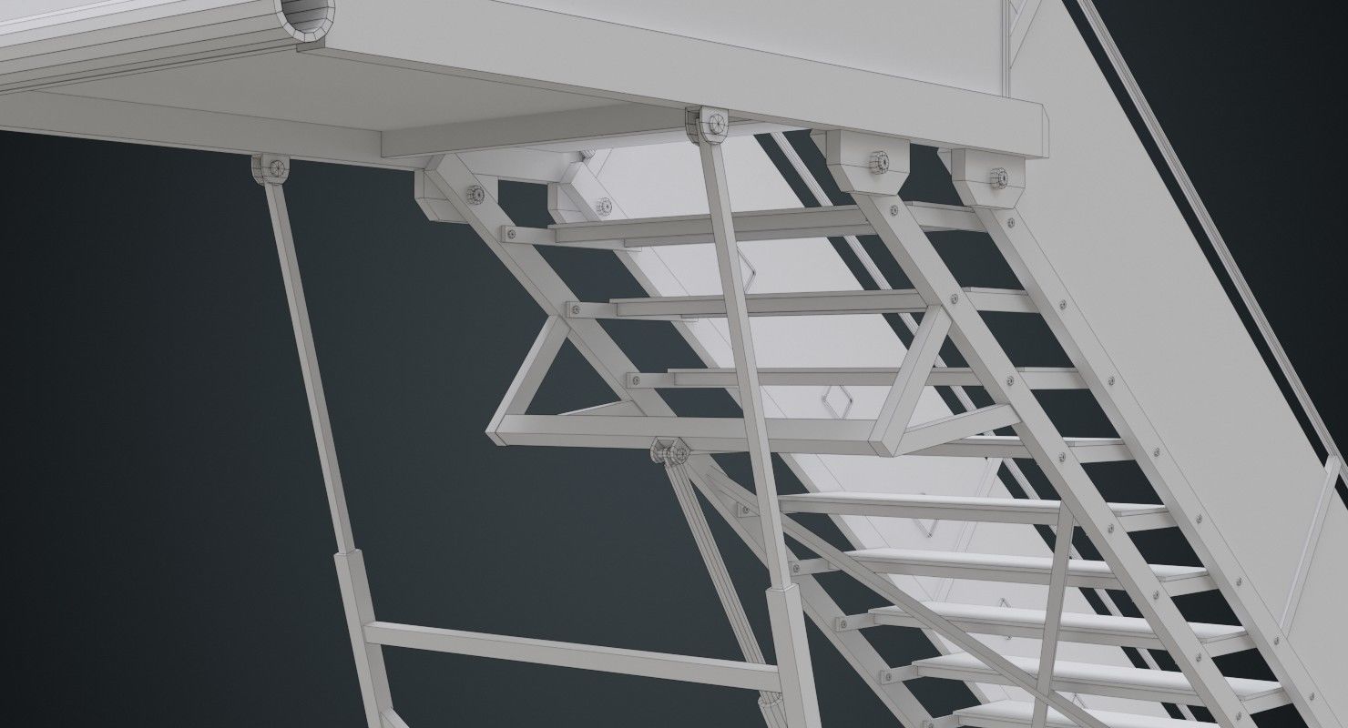 Airplane Stairs 1A Low-poly 3D model_10