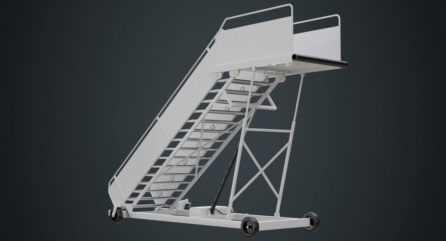 Airplane Stairs 1A Low-poly 3D model_3