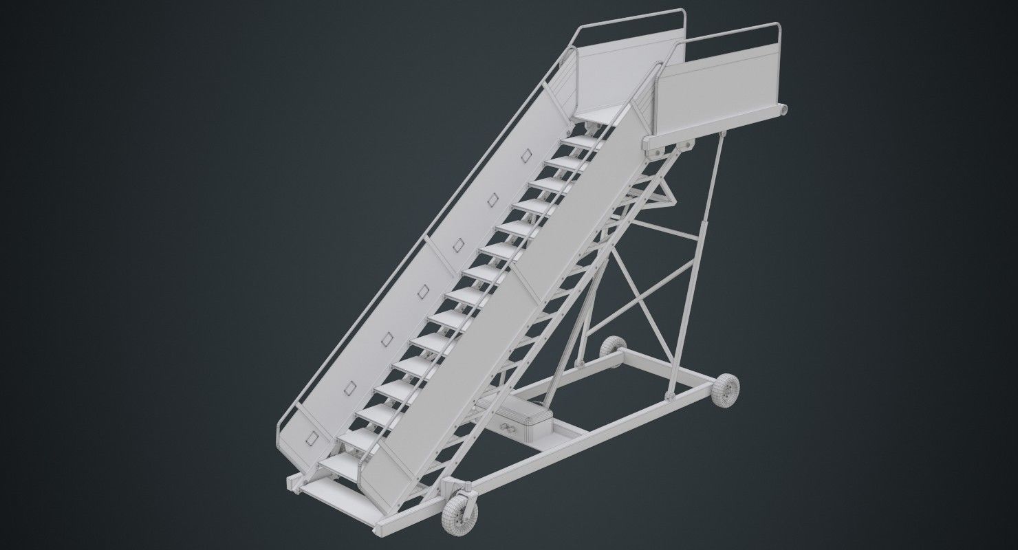 Airplane Stairs 1A Low-poly 3D model_8