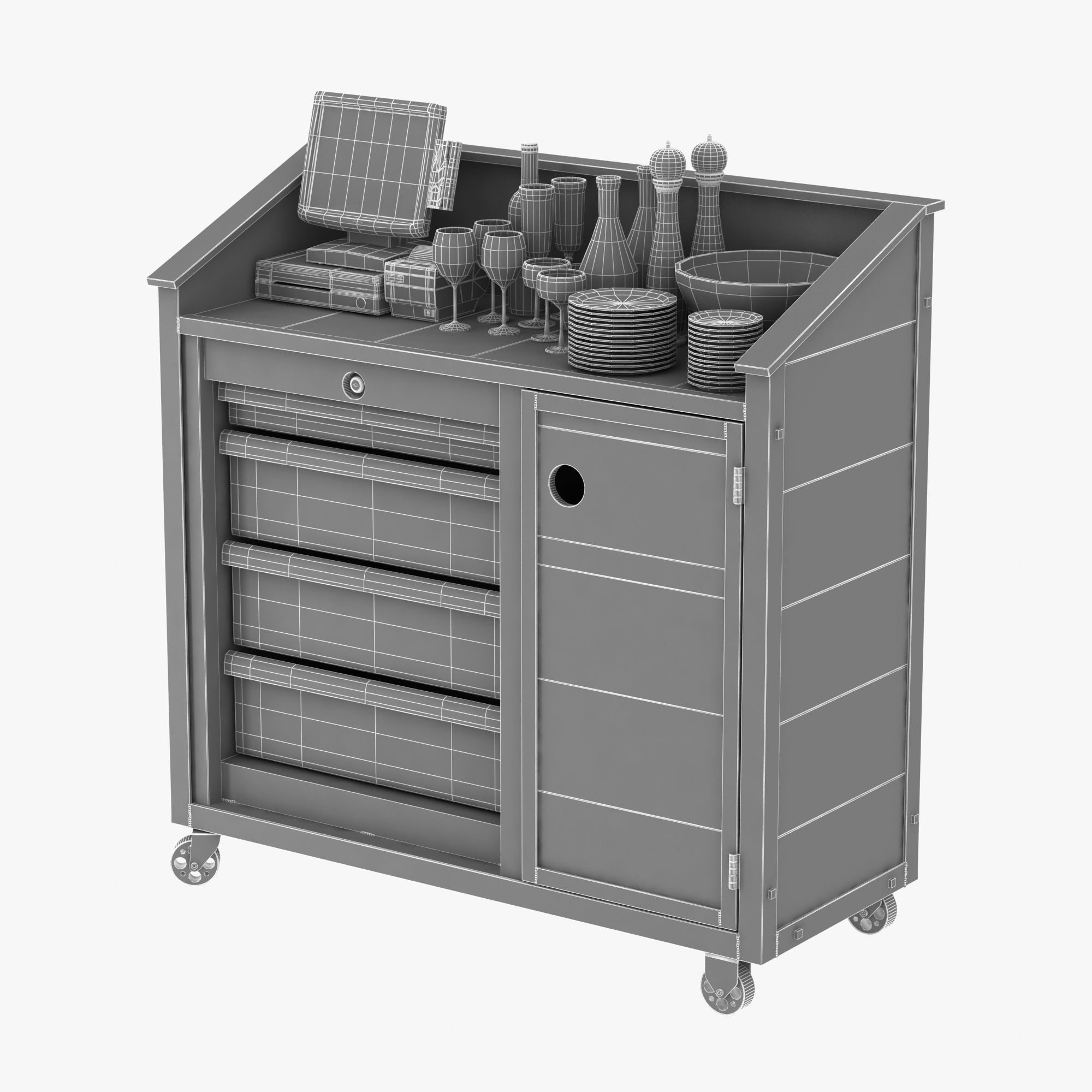 Waiter station in loft style 3D model_6