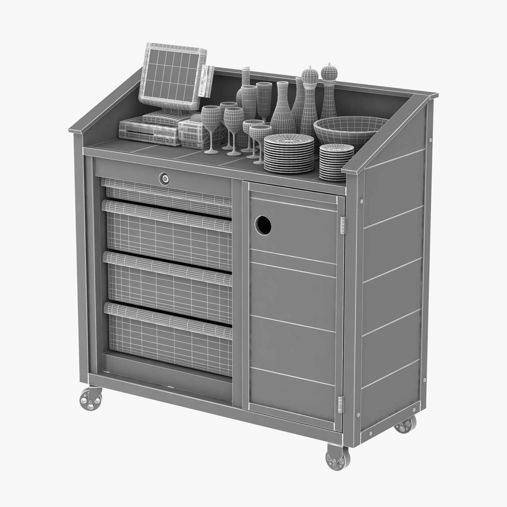 Waiter station in loft style 3D model_8