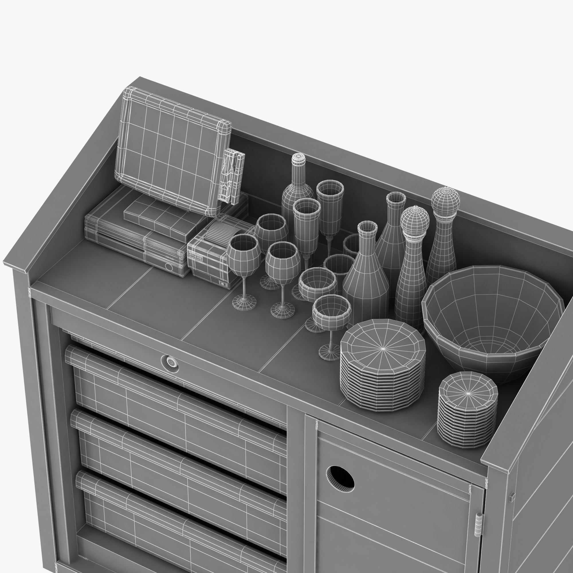 Waiter station in loft style 3D model_5