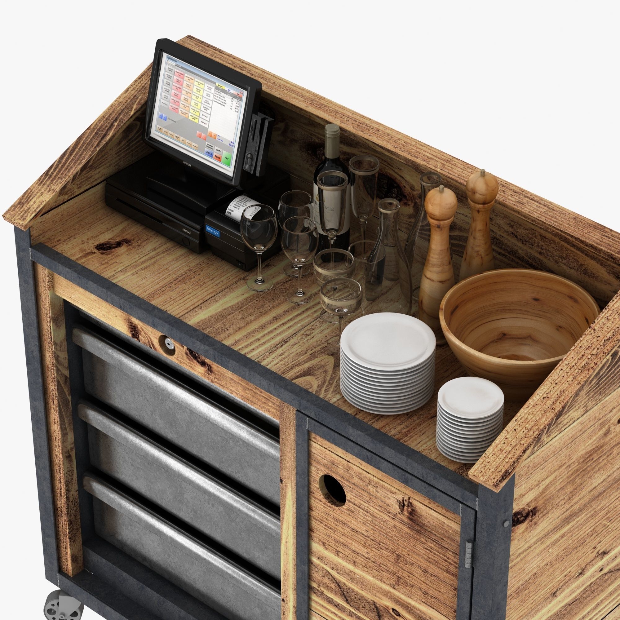 Waiter station in loft style 3D model_3