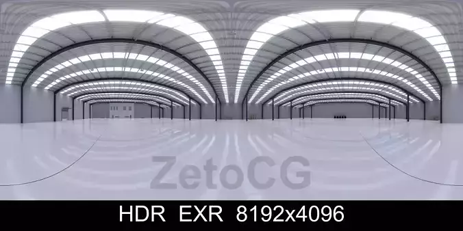 HDRI - Industrial Warehouse Interior 10 - 8192x4096 Texture