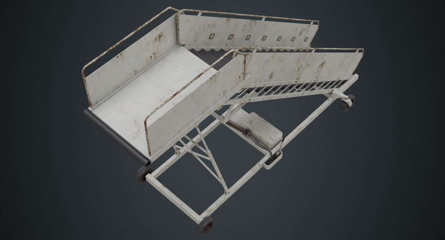 Airplane Stairs 1B Low-poly 3D model_2