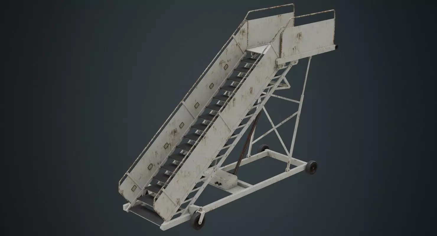 Airplane Stairs 1B Low-poly 3D model_0