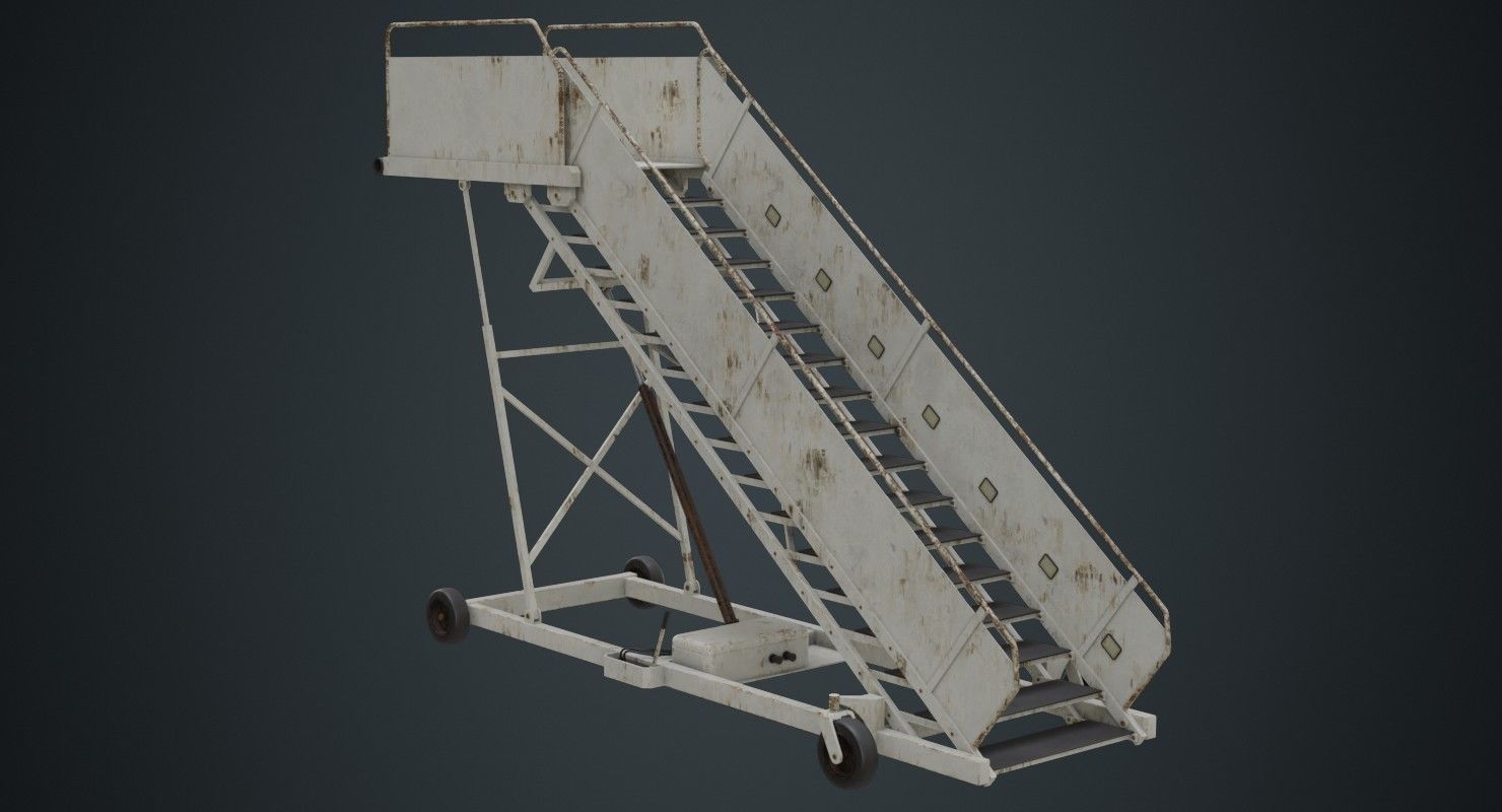 Airplane Stairs 1B Low-poly 3D model_1