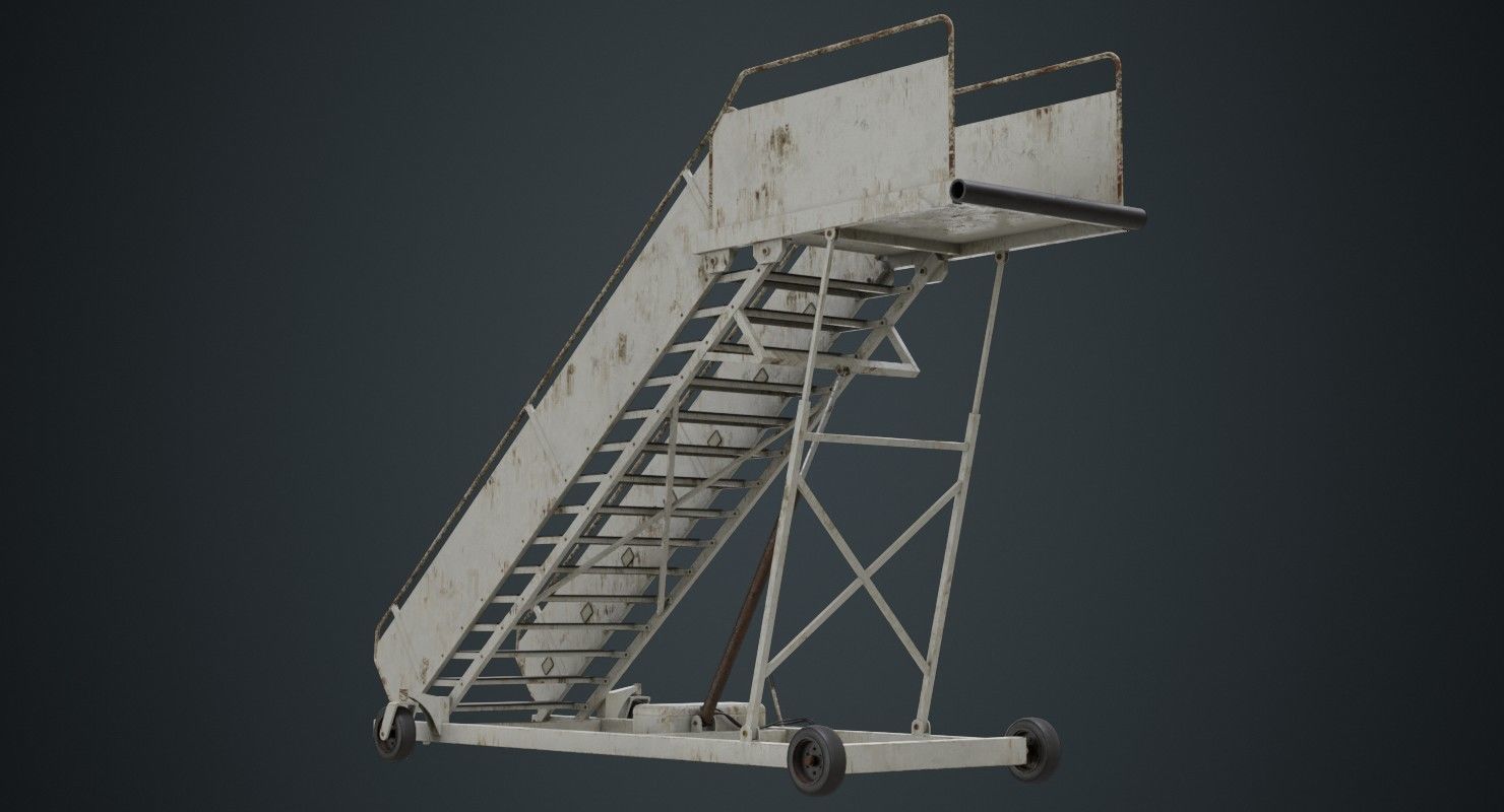 Airplane Stairs 1B Low-poly 3D model_3