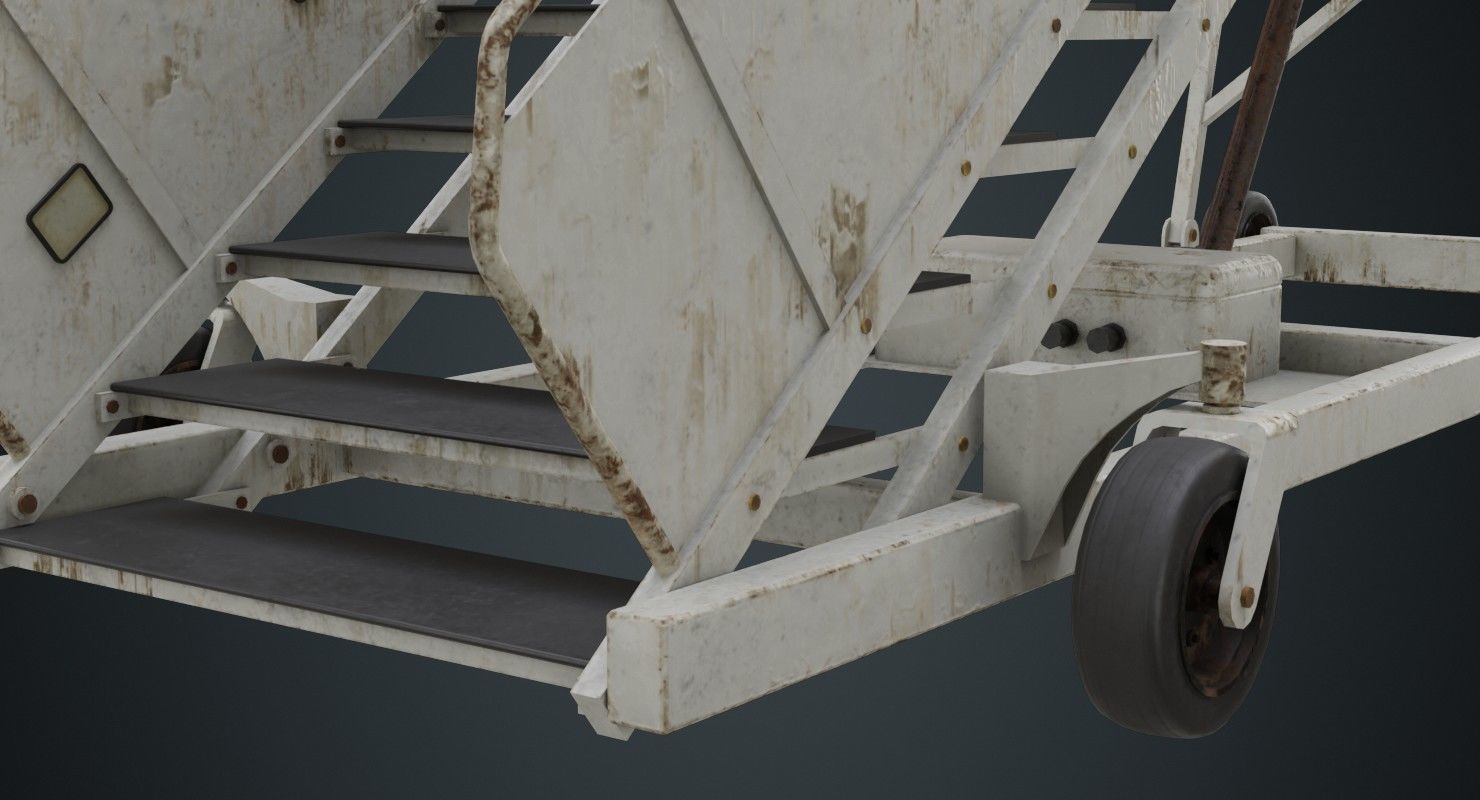 Airplane Stairs 1B Low-poly 3D model_6