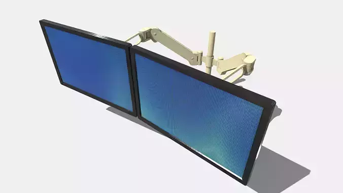Dual Monitor Arm Low-poly 3D model