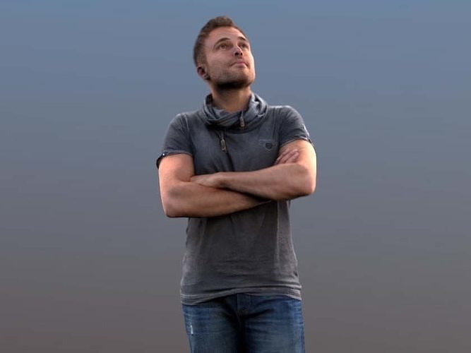 Simon 10080 - Look Up Casual Man Low-poly 3D model