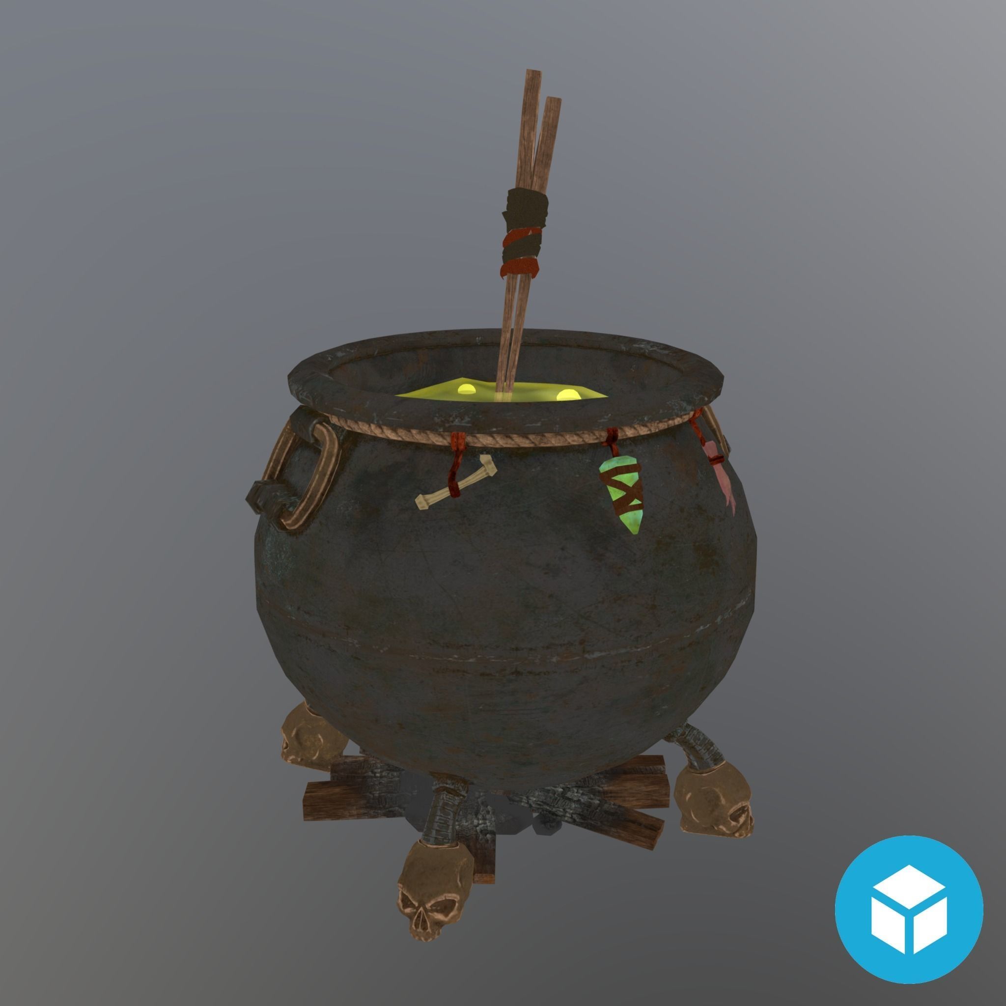 Witch Cauldron  Low-poly 3D model_14
