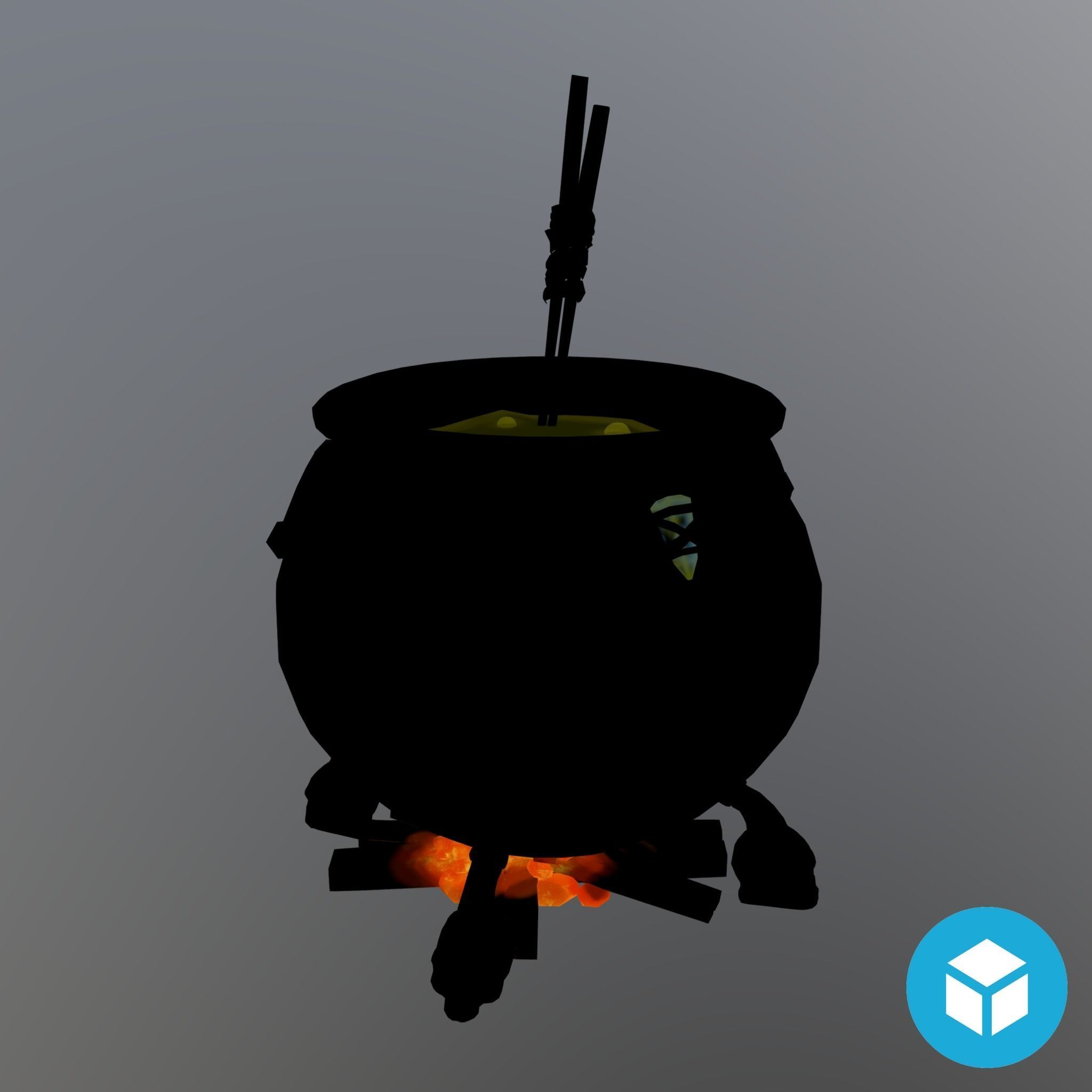 Witch Cauldron  Low-poly 3D model_3