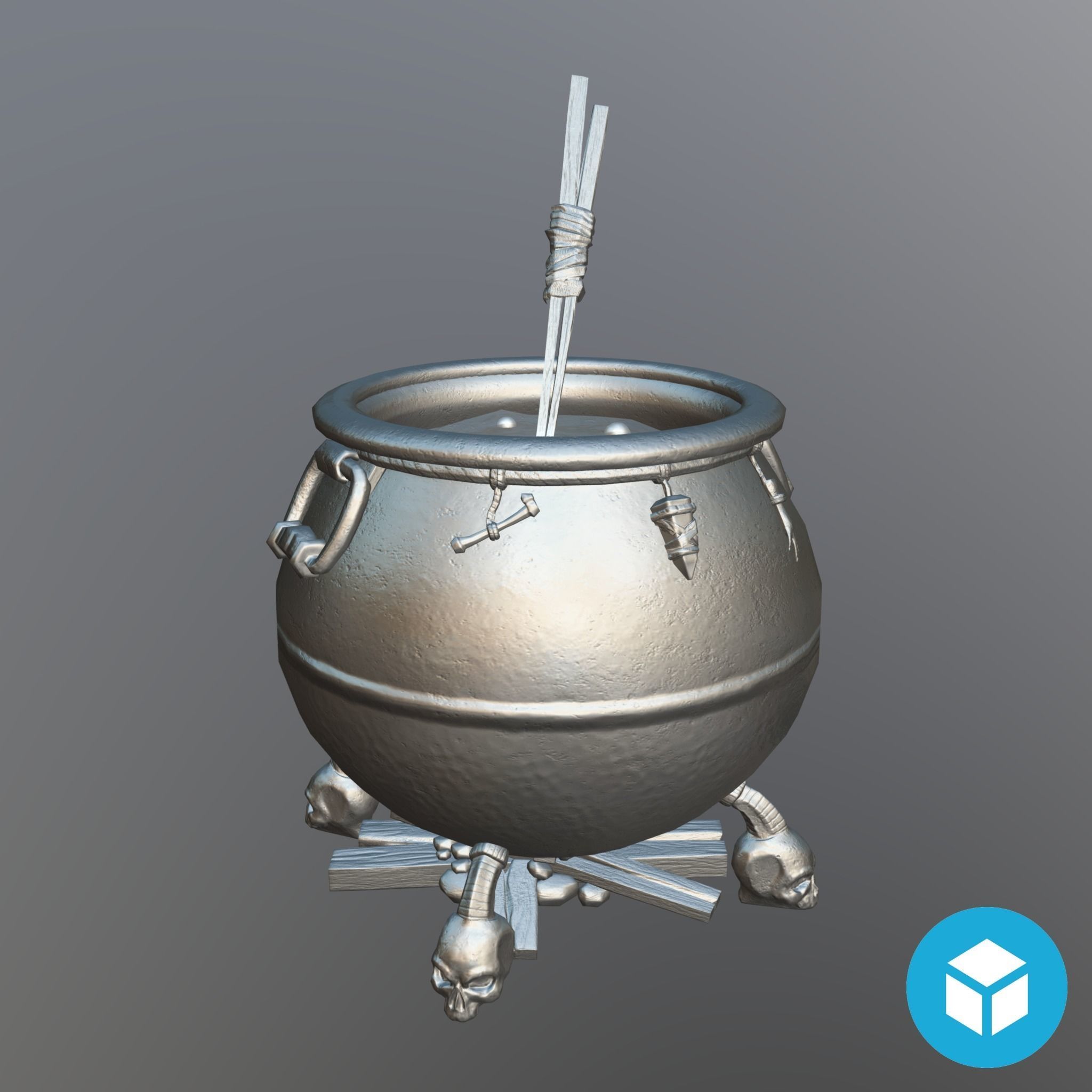 Witch Cauldron  Low-poly 3D model_6