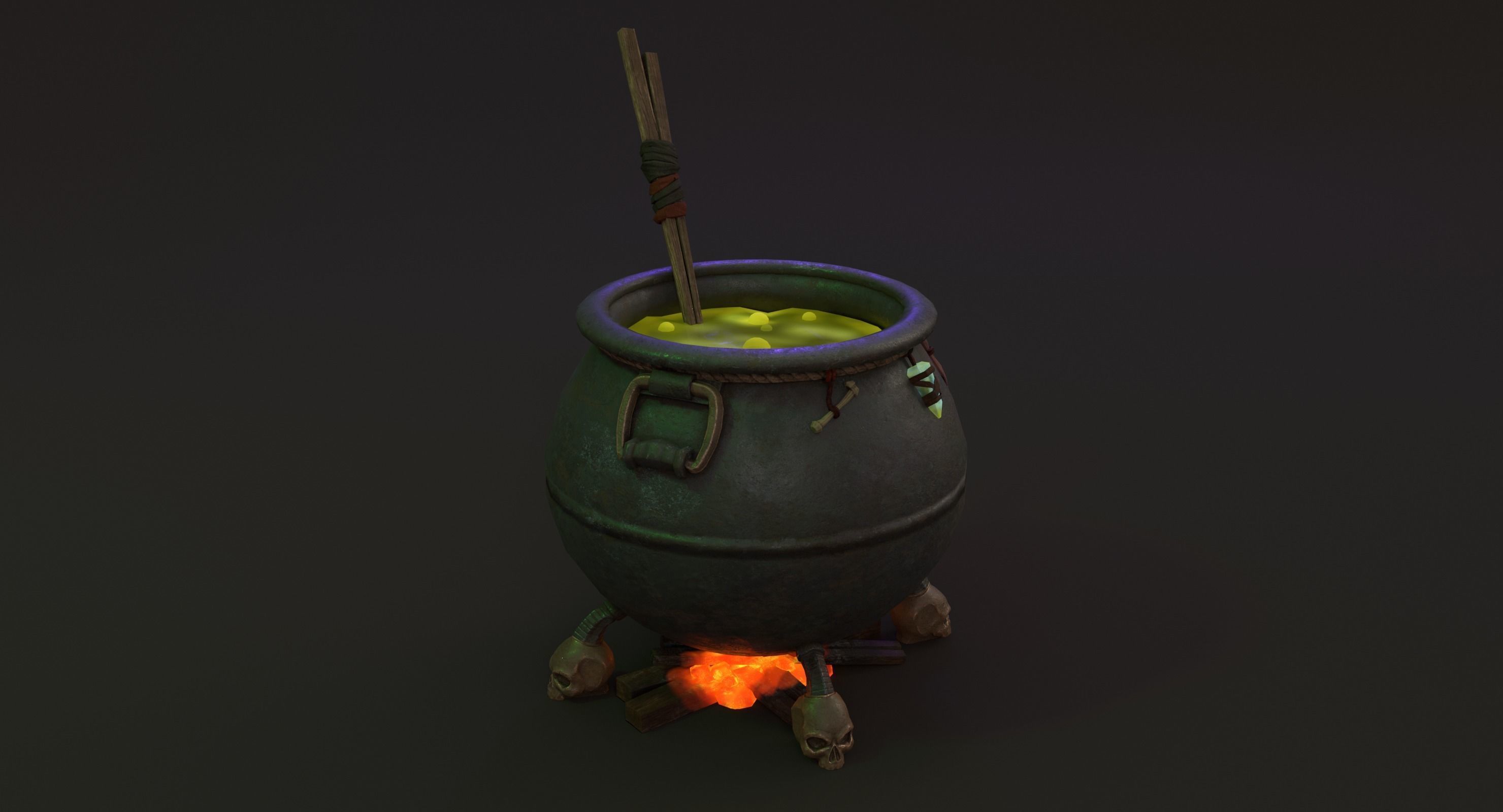 Witch Cauldron  Low-poly 3D model_12
