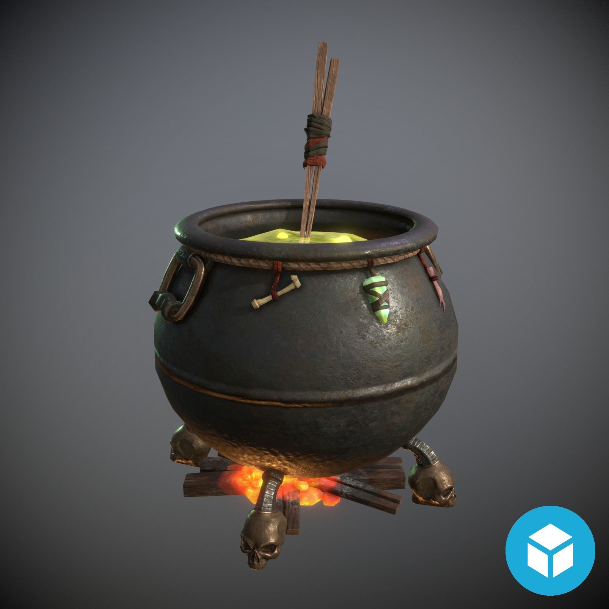 Witch Cauldron  Low-poly 3D model_8