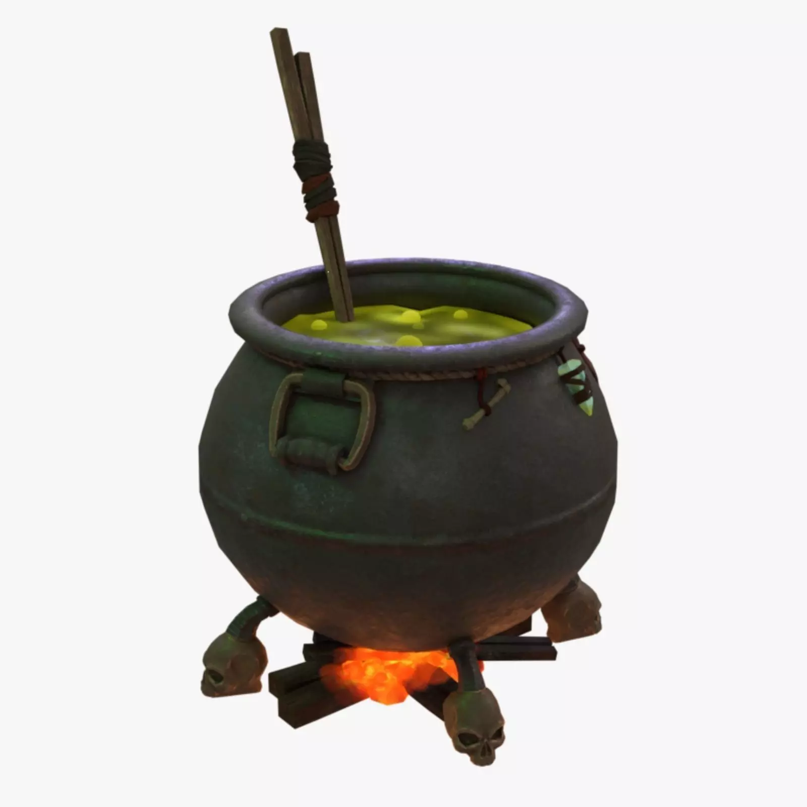 Witch Cauldron  Low-poly 3D model_0