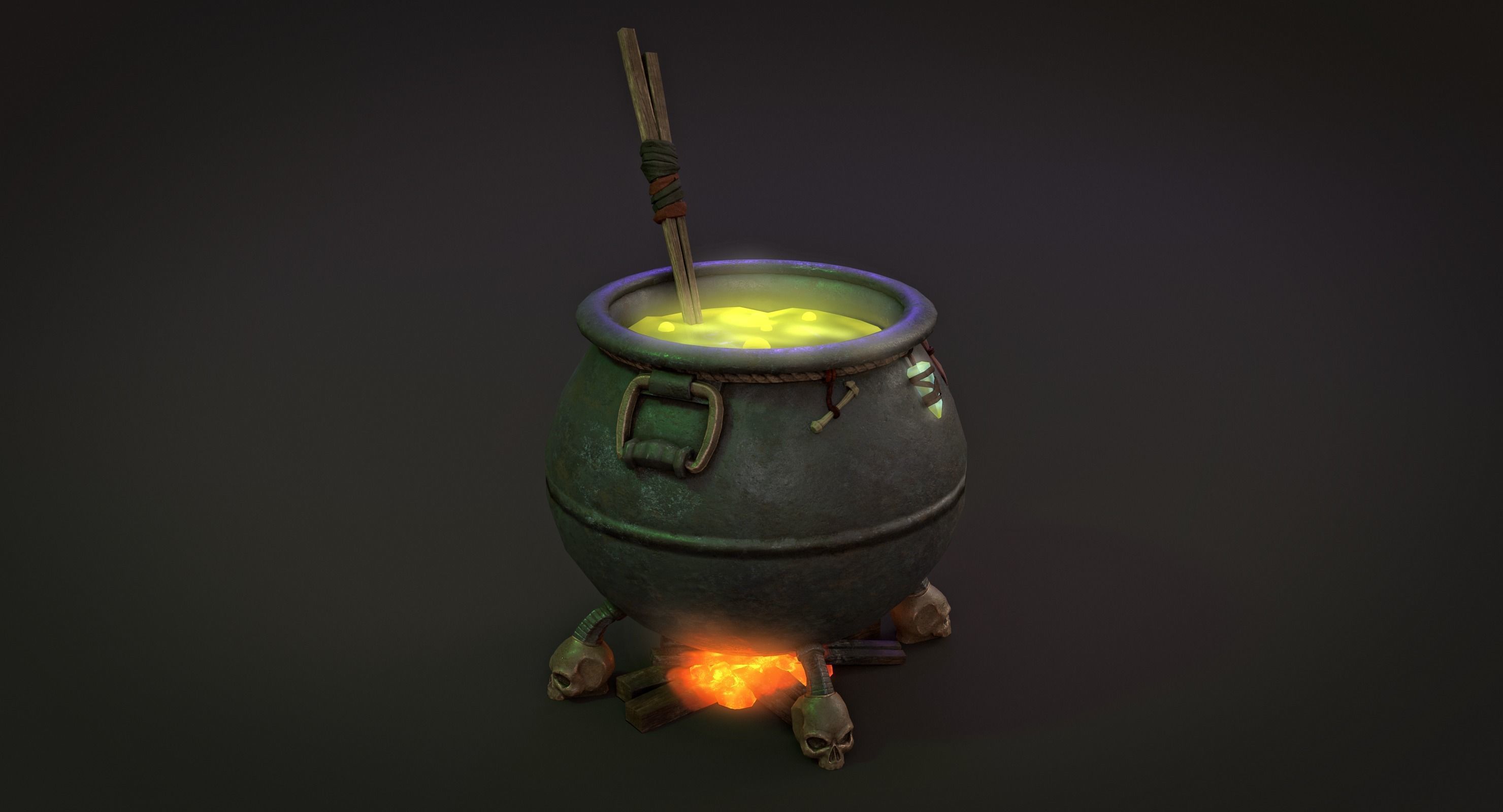 Witch Cauldron  Low-poly 3D model_13