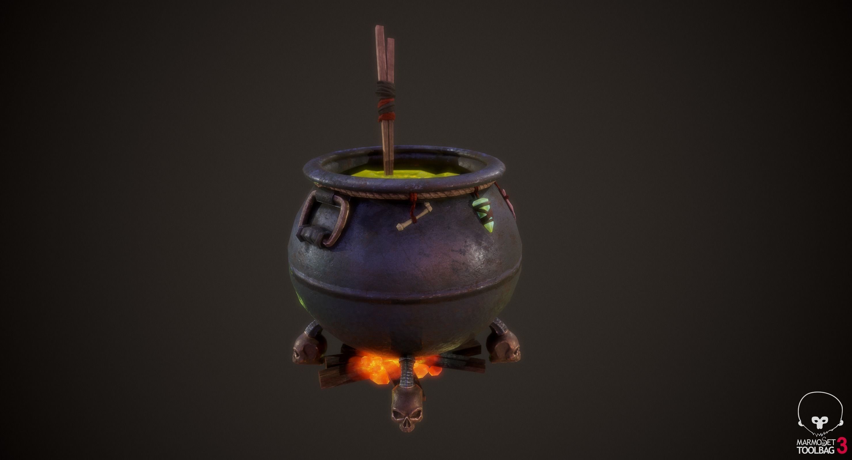 Witch Cauldron  Low-poly 3D model_9