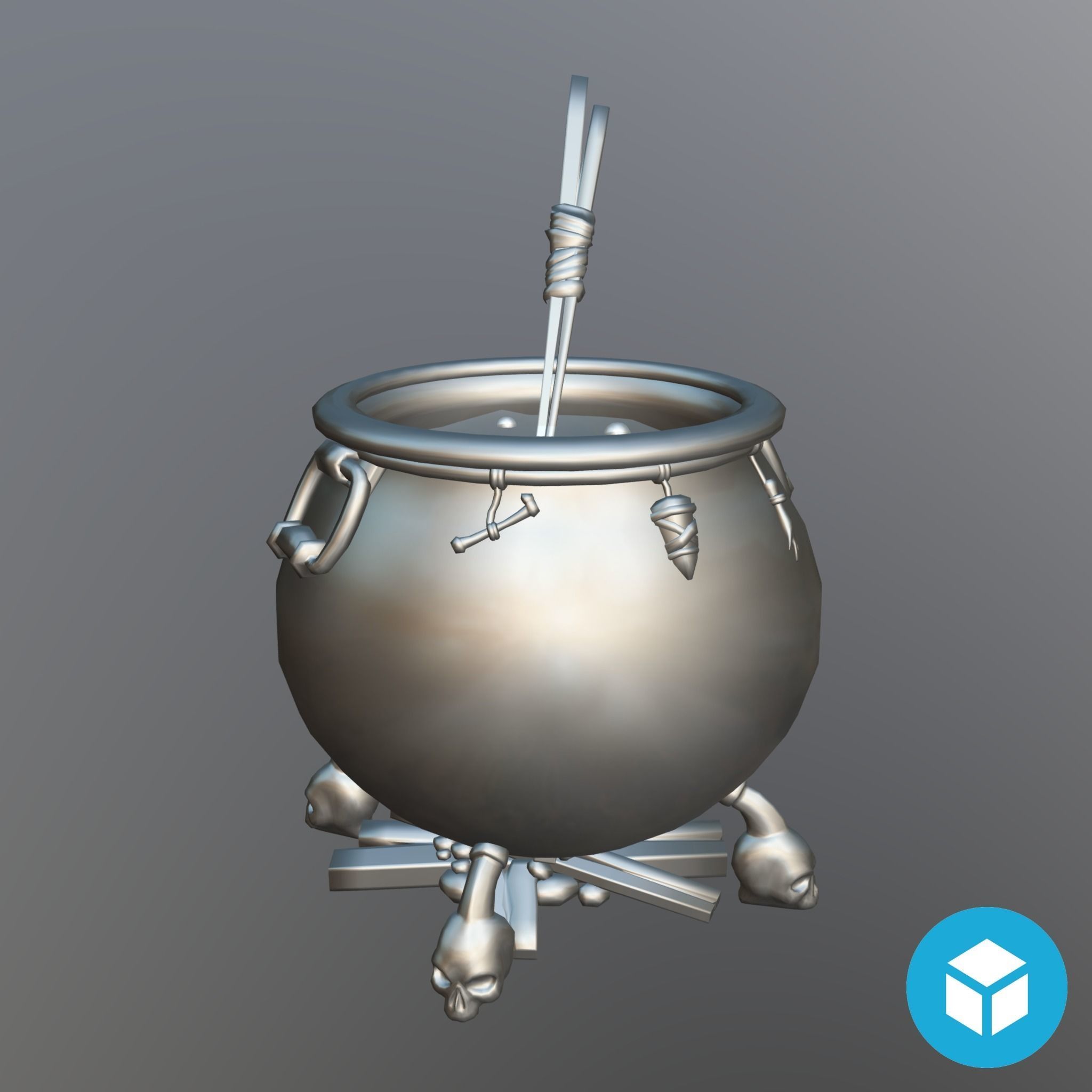 Witch Cauldron  Low-poly 3D model_5