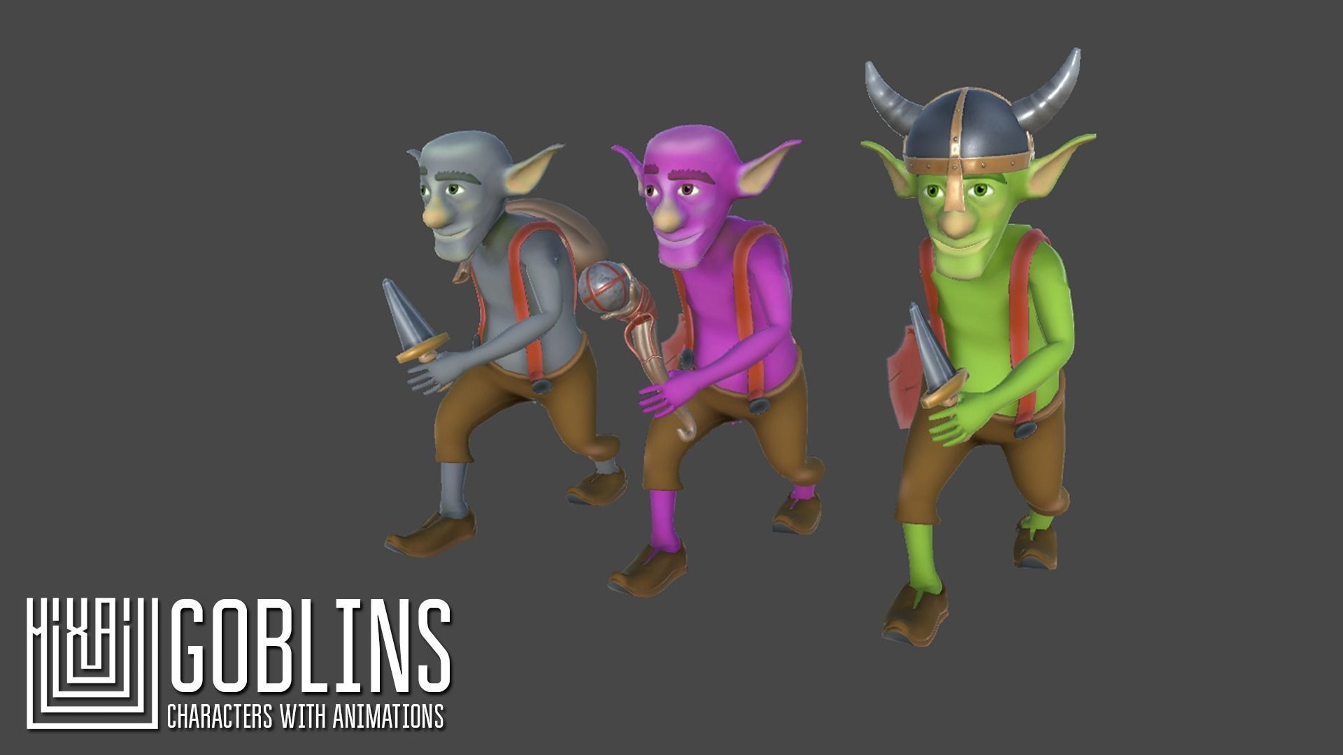 Goblins -characters with animations Low-poly 3D model_3