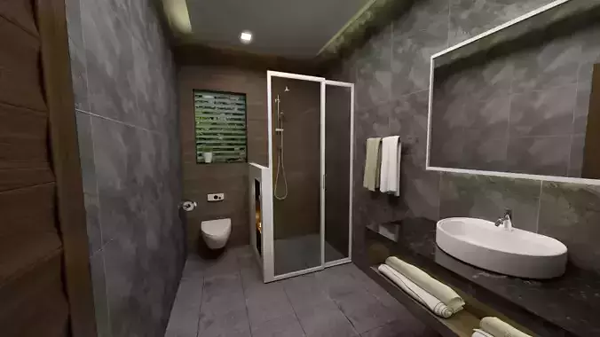 Cozy bathroom 3d scene
