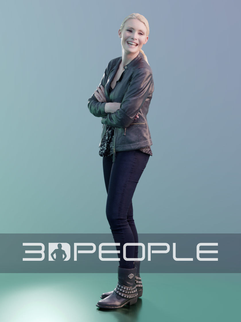 Kim 10176 - Smiling Casual Woman Low-poly 3D model_4