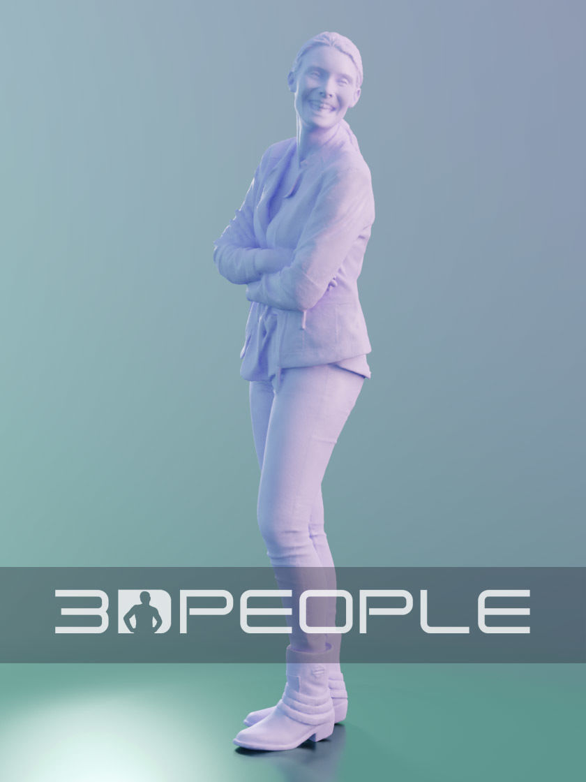 Kim 10176 - Smiling Casual Woman Low-poly 3D model_6